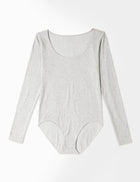 Boody Long Sleeve Bodysuit, light grey marl