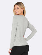 Boody Long Sleeve Round Neck T-Shirt, light grey marl