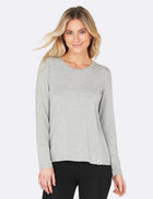 Boody Long Sleeve Round Neck T-Shirt, light grey marl