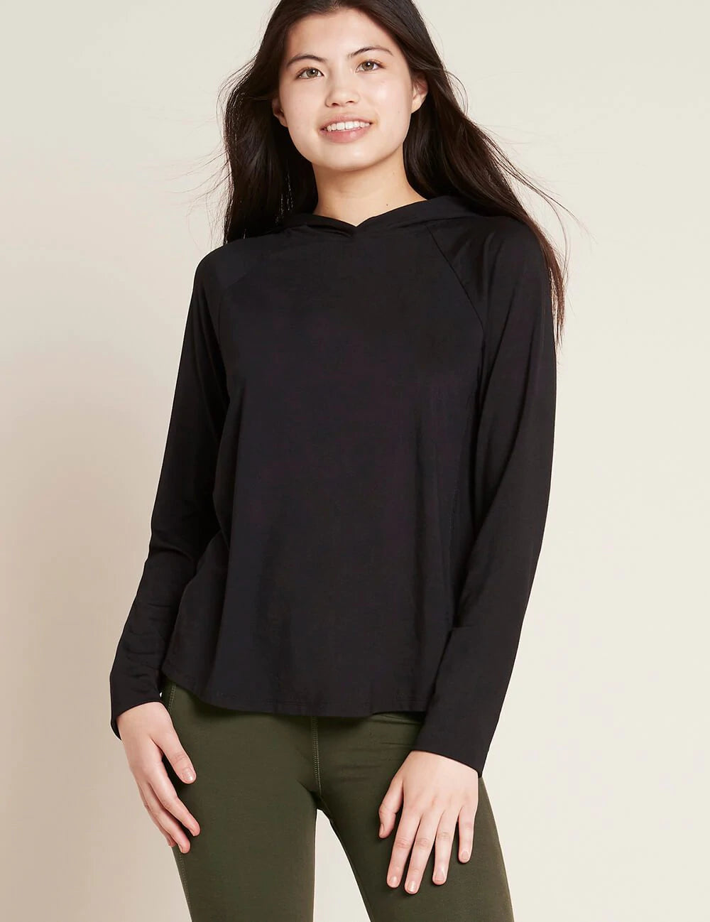 Boody Women's Long Sleeve Hooded T-Shirt, black