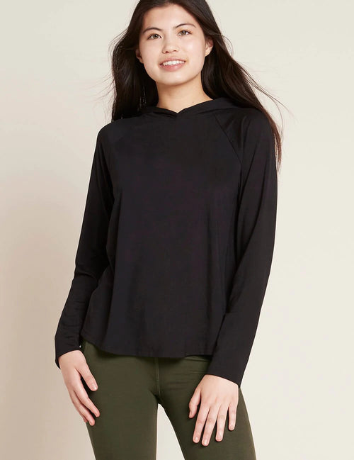Boody Women's Long Sleeve Hooded T-Shirt, black