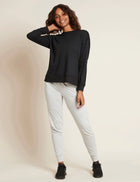 Boody Women's Weekend Crew Pullover, black