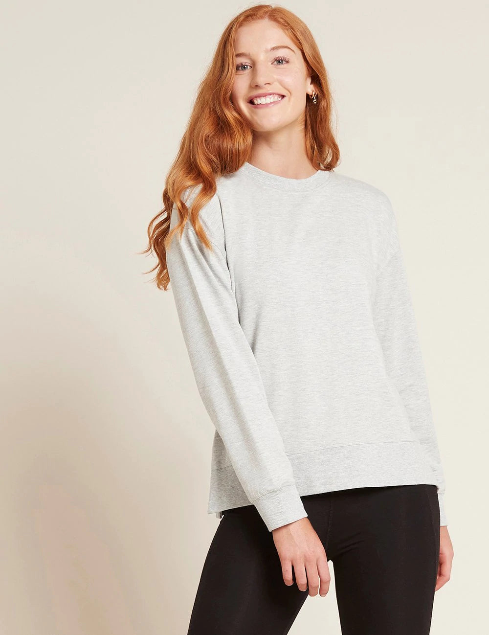 Boody Women's Weekend Crew Pullover, grey marl