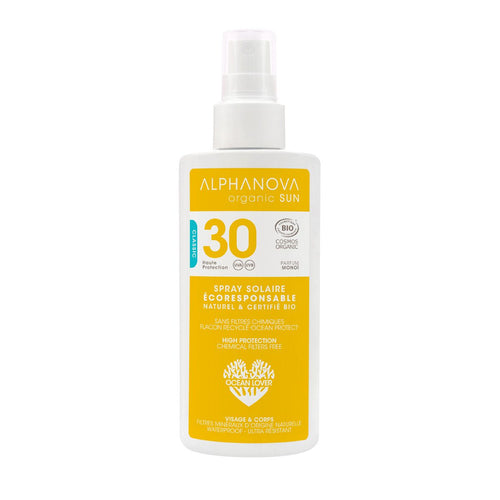 ALPHANOVA SUN orgaaniline monoi lõhnaline veekindel mineraalsete filtritega sprei päikesekreem SPF 30, 125ml