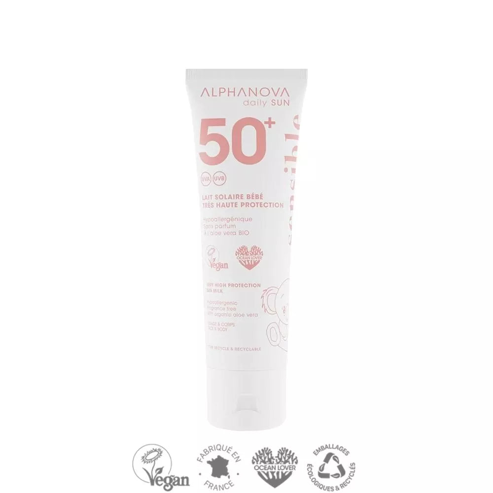 ALPHANOVA DAILY SUN SPF50 lõhnatu liiva ja veekindel päikesekreem beebidele ja tundlikule nahale, 50 ML