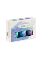 NAMAKI kolmest mahakooritavast küünelakist ja viilist koosnev komplekt, Aurora Borealis 3*7,5 ml