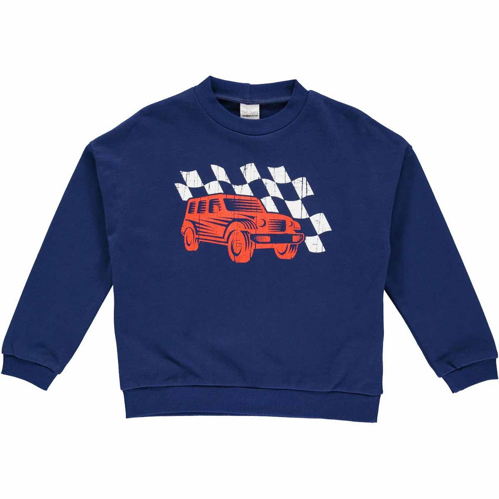 Fred's World Race drop shoulder sweatshirt- Deep blue
