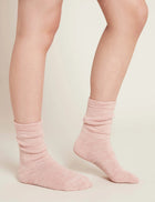 Boody Women's Chunky Bed Socks, dusty pink marl