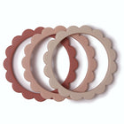 Mushie silikoonist närimisrõngas Flower 3tk- Rose/Blush/Shifting Sand