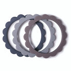 Mushie silikoonist närimisrõngas Flower 3tk- Steel/Dove Gray/Stone