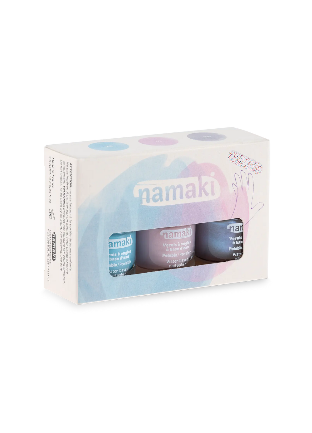 NAMAKI kolmest mahakooritavast küünelakist ja viilist koosnev komplekt, Frozen Sweets 3*7,5 ml