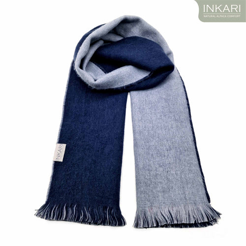 INKARI Double Face alpakavillane sall, Indigo/Grey