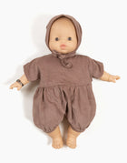 Minikane® Babies Noa velvetist romper ja beebimüts, Chectnut