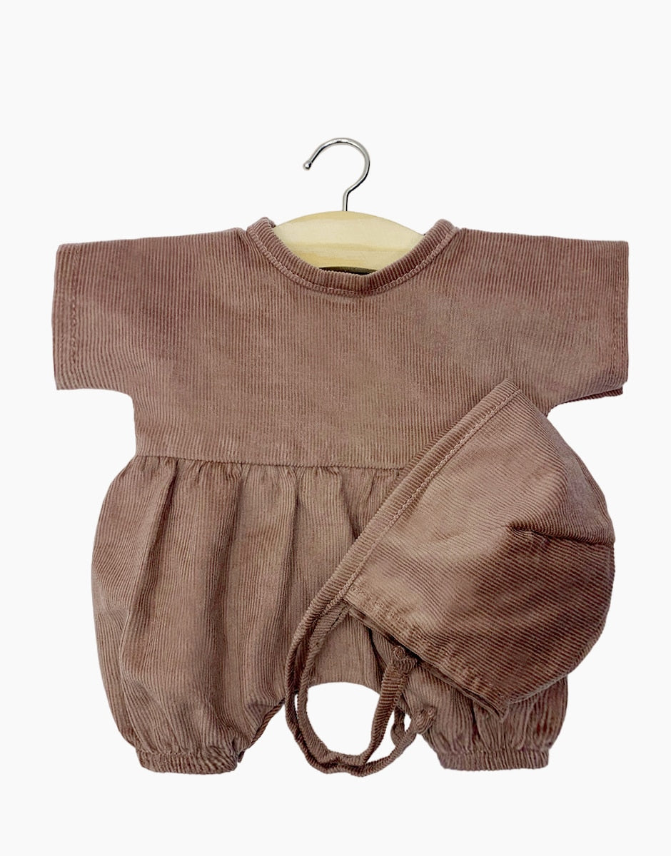 Minikane® Babies Noa velvetist romper ja beebimüts, Chectnut