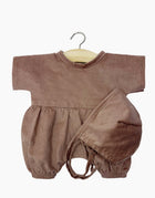 Minikane® Babies Noa velvetist romper ja beebimüts, Chectnut