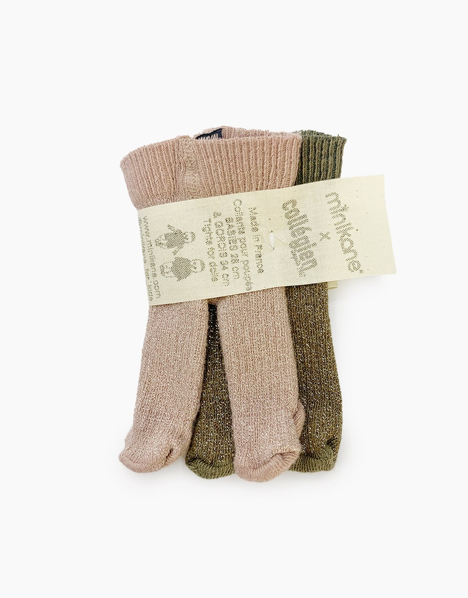 Minikane®sukkpüksid, pakis 2 paari, Sparkle Old Pink/Olive