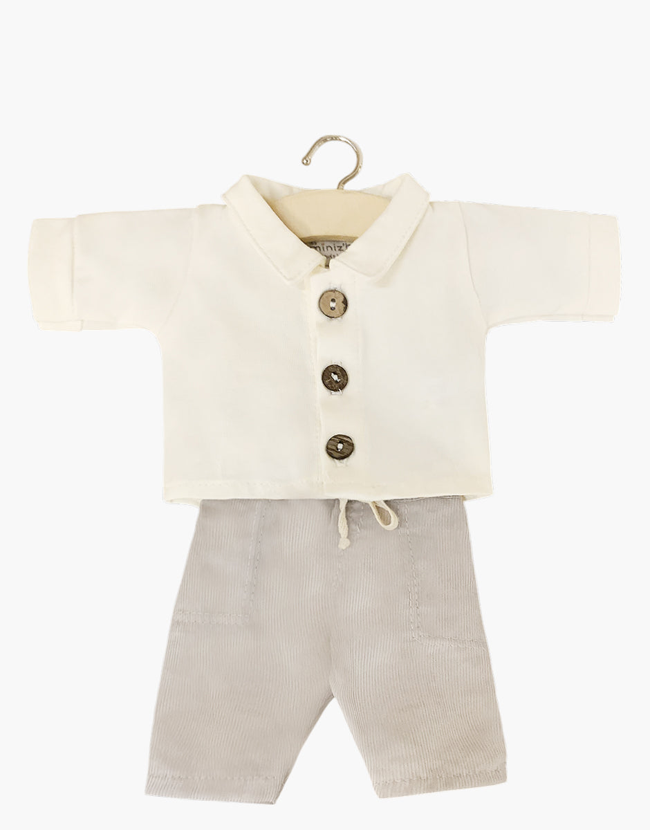 Minikane® Cuties Samy milleraies sametist pükste ja puuvillase pluusi komplekt