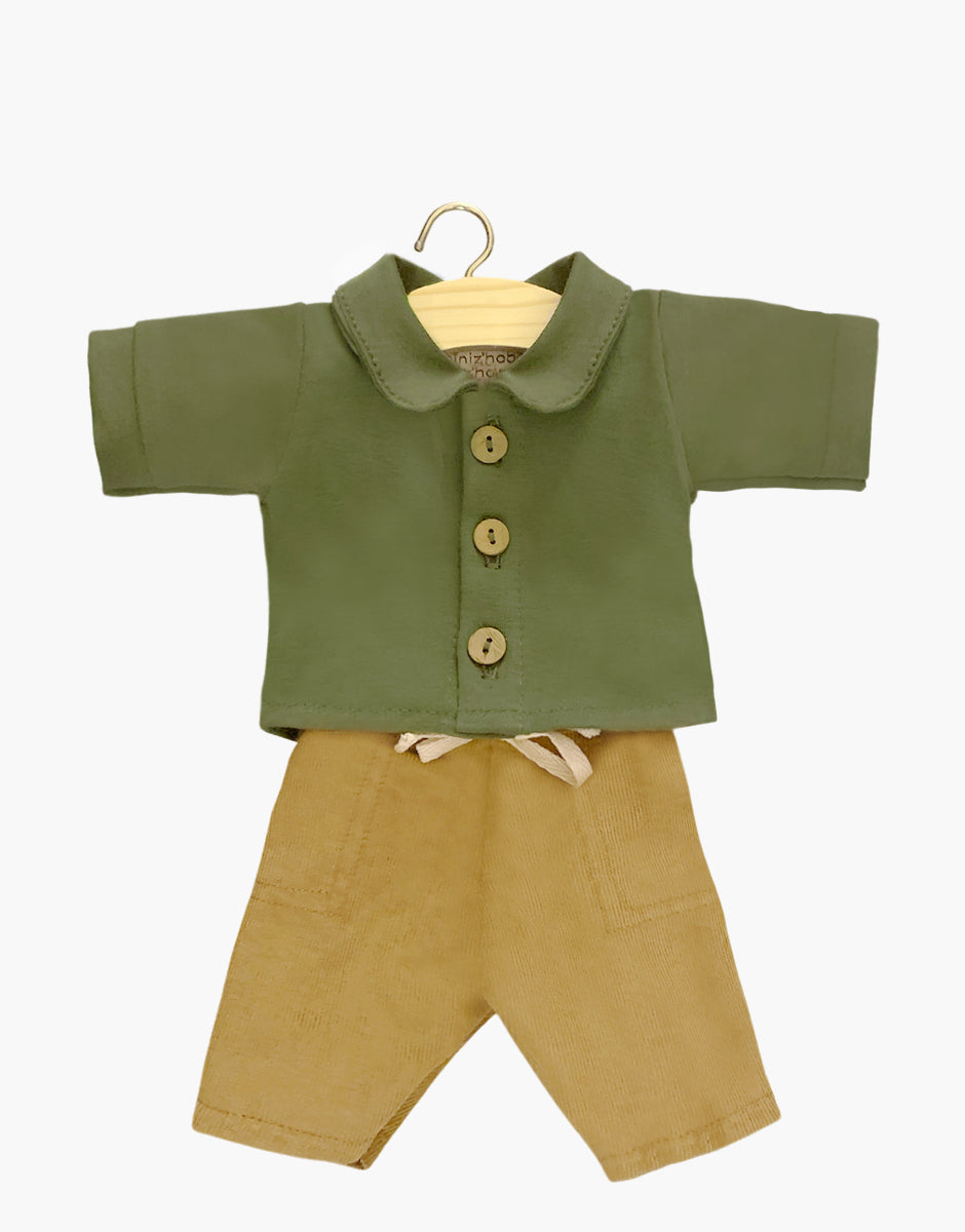 Minikane® Cordis Samy milleraies sametist pükste ja puuvillase pluusi komplekt