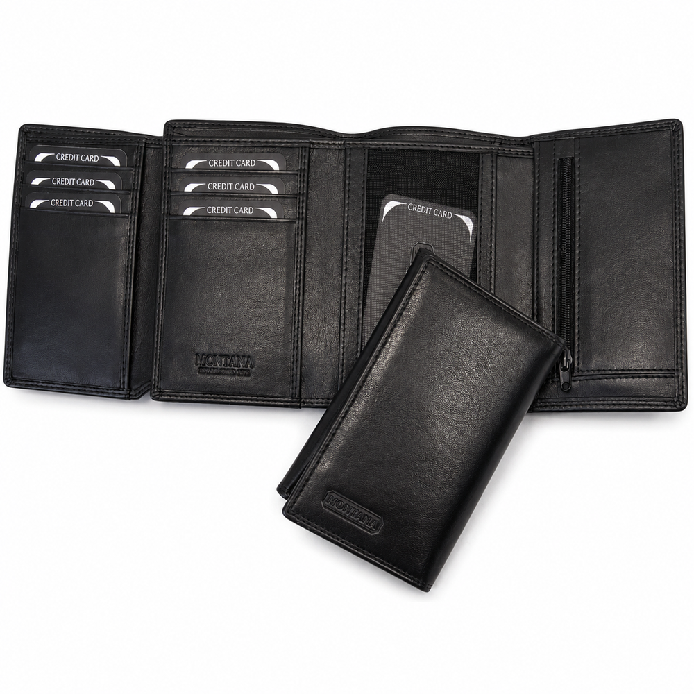 Montana nahast meeste rahakott RFID-kaitsega - Black