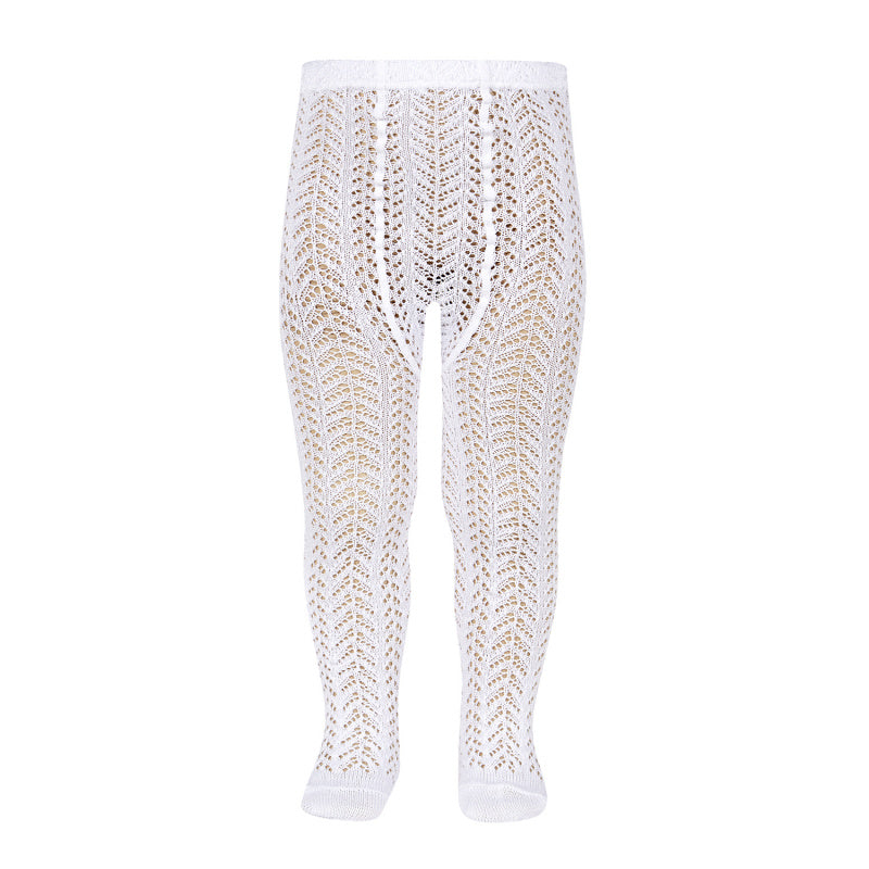 Condor perle openwork tights, White