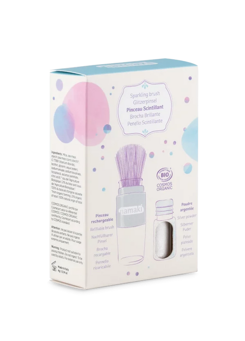 NAMAKI 100% looduslikest koostisainetest hõbedast värvi särapuuder lastele, 4 gr