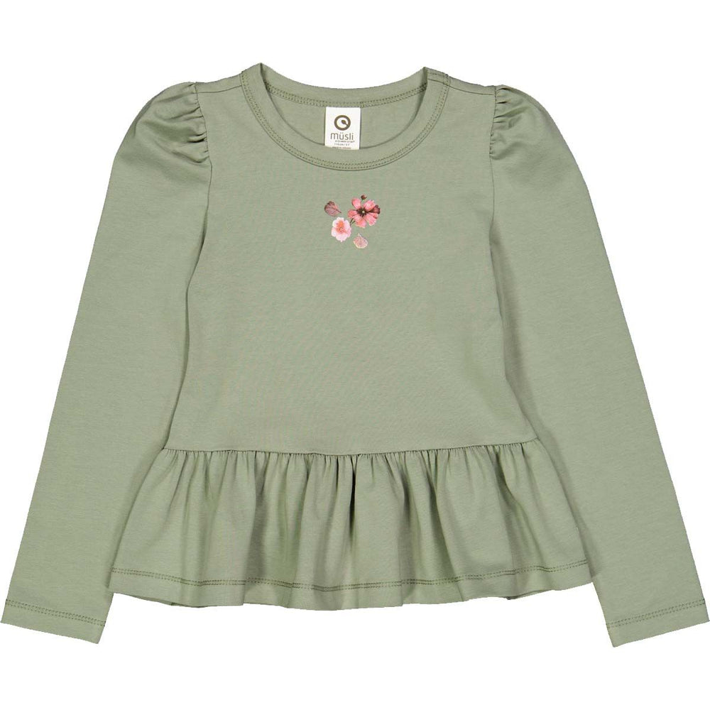 Müsli Dazzle print l/s T, poetry green