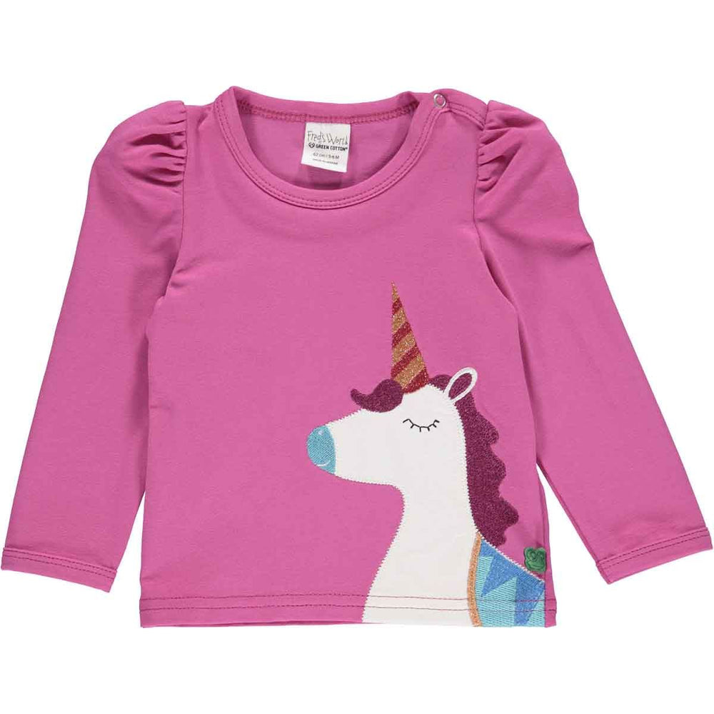 Fred's World Hello unicorn l/s T baby,  Fuchsia