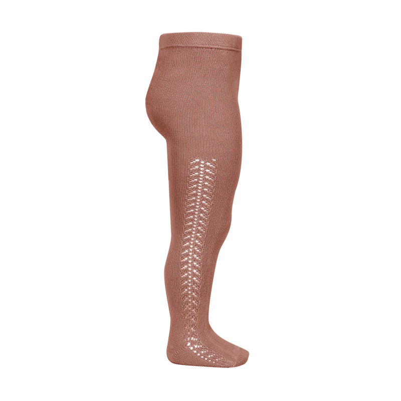 Condor side openwork warm tights, Terracota