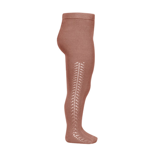 Condor side openwork warm tights, Terracota