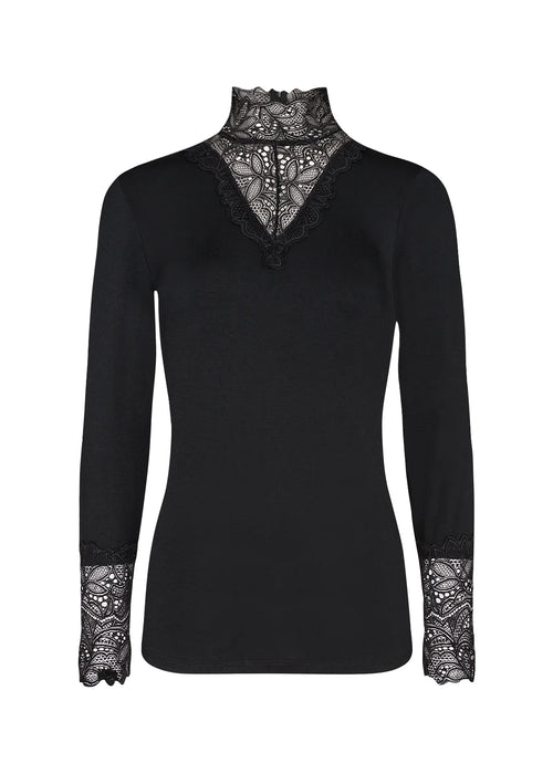 Soyaconcept pikkade varrukatega pidulik pitsiga pluus, Black