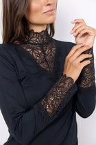 Soyaconcept pikkade varrukatega pidulik pitsiga pluus, Black