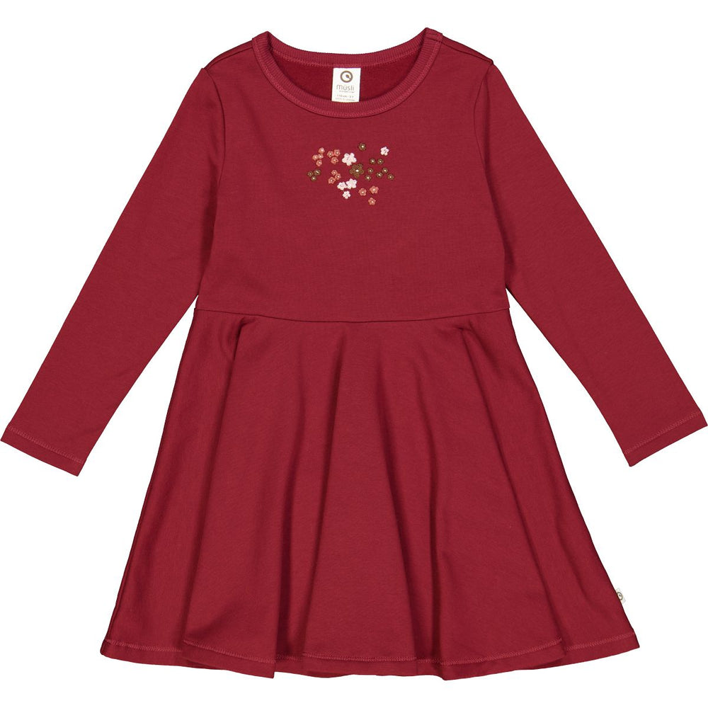 Müsli Flora sweat l/s dress, cabernet