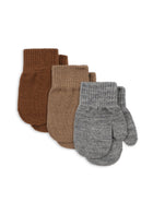Konges Slojd käpikute 3-pakk FILLA-  GREY MELANGE/BEIGE/BROWN