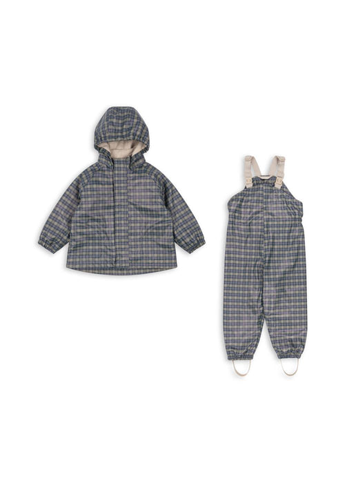 Konges Slojd Rainy Palme, vihmakomplekt sooja voodriga, laurel blue check