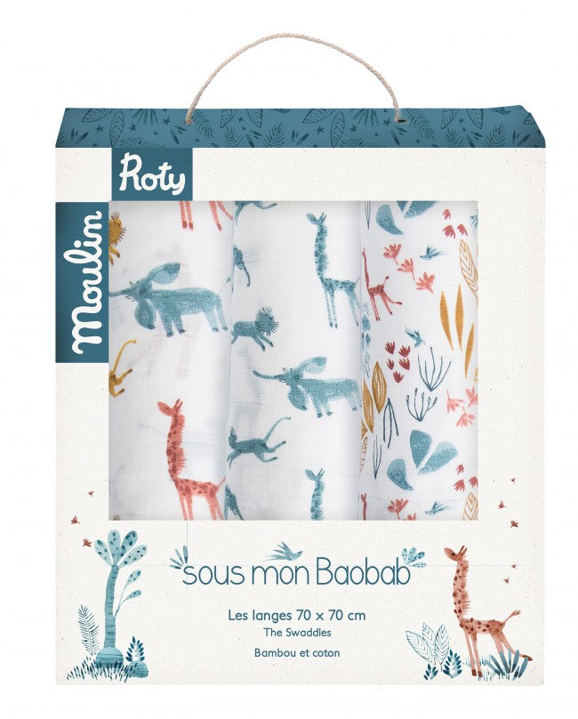 Moulin Roty bambusest musliinrätid, 3tk pakis