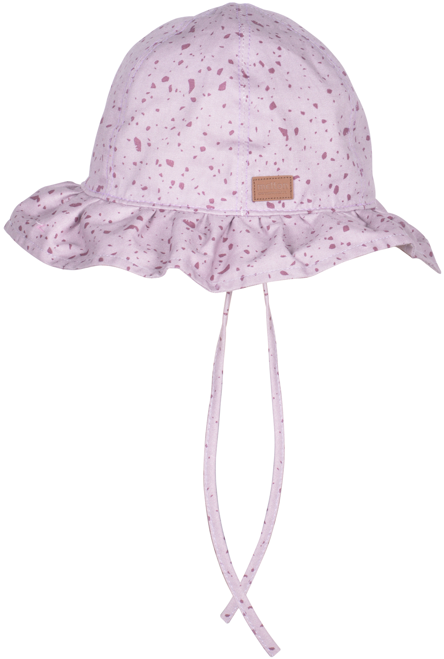Melton UV30 kaitsega suvemüts, lilla muster Lasteriided - HellyK - Kvaliteetsed lasteriided, villariided, barefoot jalatsid