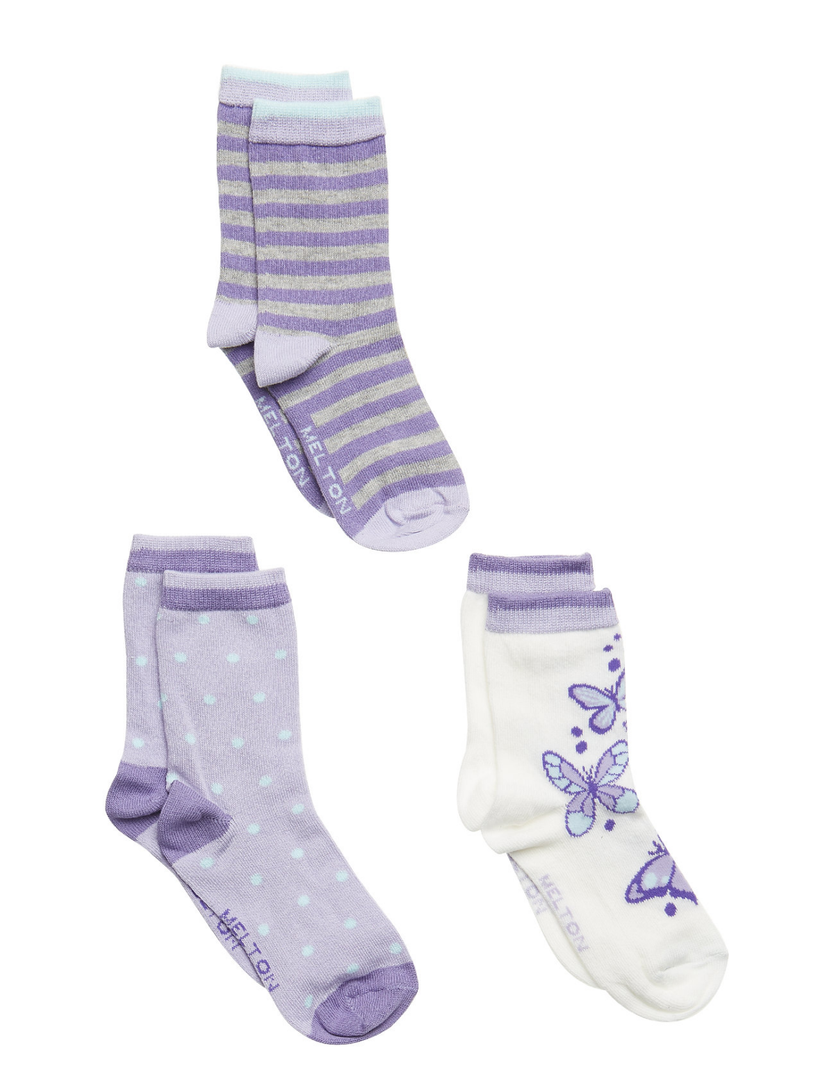 Melton numbers sokid, 3 paari sokke pakis, lilla Lasteriided - HellyK - Kvaliteetsed lasteriided, villariided, barefoot jalatsid