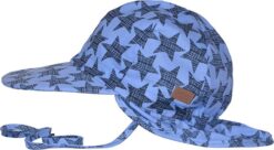 Melton UV30 kaitsega suvemüts, sinine tähega Lasteriided - HellyK - Kvaliteetsed lasteriided, villariided, barefoot jalatsid