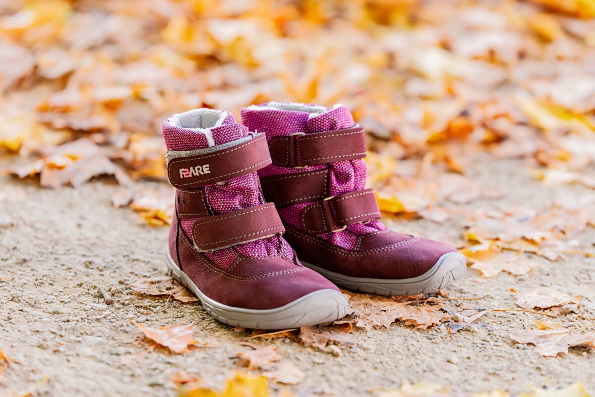 Fare Bare talvesaapad membraaniga, Tumepunane Laste barefoot jalatsid - HellyK - Kvaliteetsed lasteriided, villariided, barefoot jalatsid