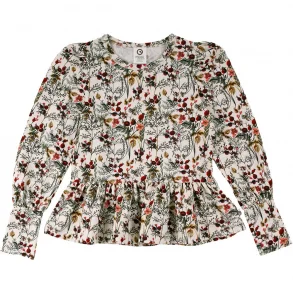 Müsli satsiga pluus, winter flower Green Cotton - HellyK - Kvaliteetsed lasteriided, villariided, barefoot jalatsid