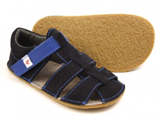 EF barefoot nahast sandaalid, Navy Laste barefoot jalatsid - HellyK - Kvaliteetsed lasteriided, villariided, barefoot jalatsid