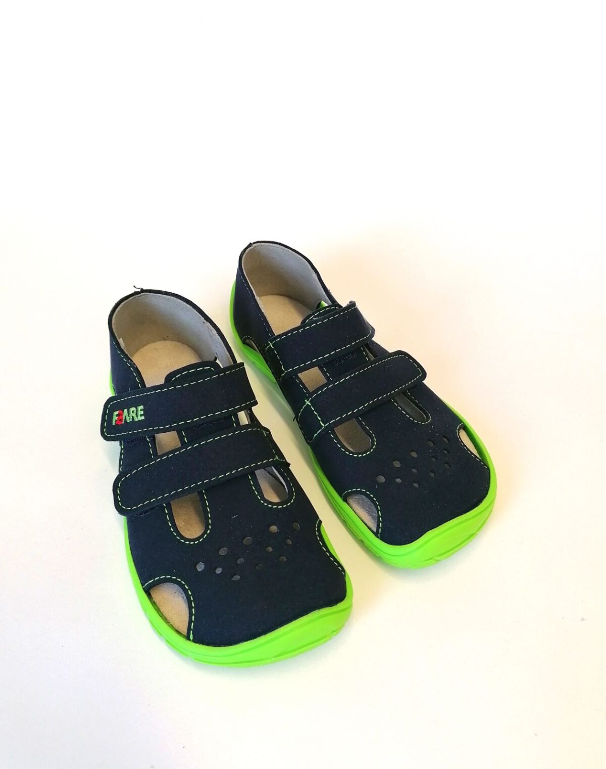 Fare Bare sandaalid, navy-roheline, 28-32 Laste barefoot jalatsid - HellyK - Kvaliteetsed lasteriided, villariided, barefoot jalatsid