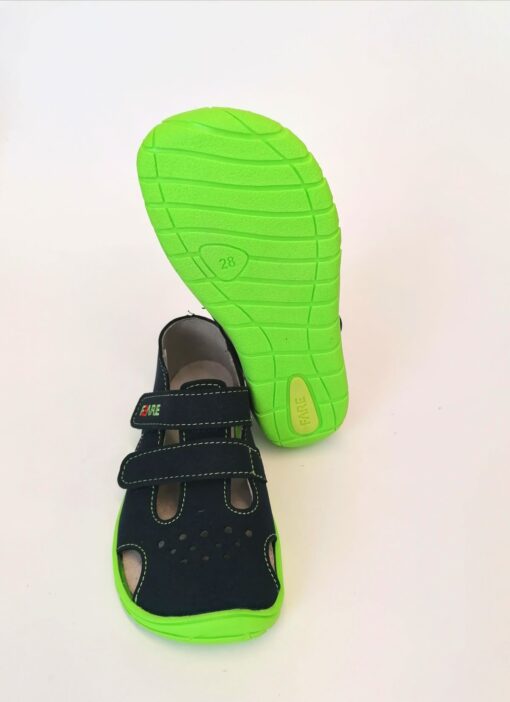 Fare Bare sandaalid, navy-roheline, 28-32 Laste barefoot jalatsid - HellyK - Kvaliteetsed lasteriided, villariided, barefoot jalatsid