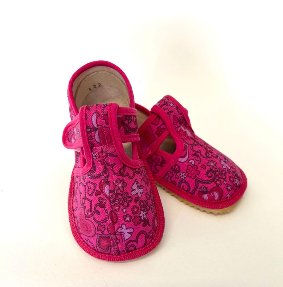 Beda Boty sisejalats SLIM, Pink Hearts Beda Boty valik - HellyK - Kvaliteetsed lasteriided, villariided, barefoot jalatsid