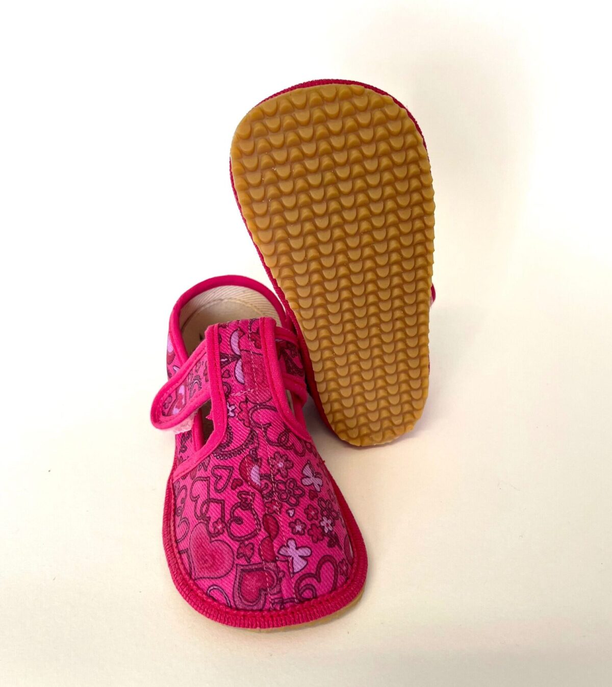 Beda Boty sisejalats SLIM, Pink Hearts Beda Boty valik - HellyK - Kvaliteetsed lasteriided, villariided, barefoot jalatsid