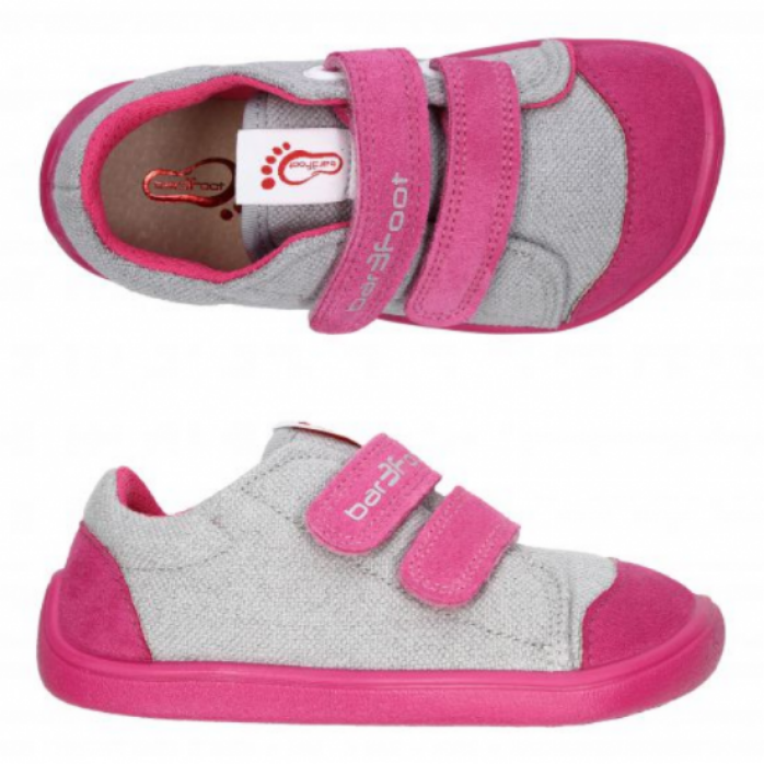 3F Bar3foot tossud, hall-roosa Laste barefoot jalatsid - HellyK - Kvaliteetsed lasteriided, villariided, barefoot jalatsid
