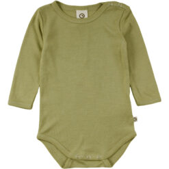Müsli Woolly Baby meriino-siidi body, Moss Green Cotton - HellyK - Kvaliteetsed lasteriided, villariided, barefoot jalatsid