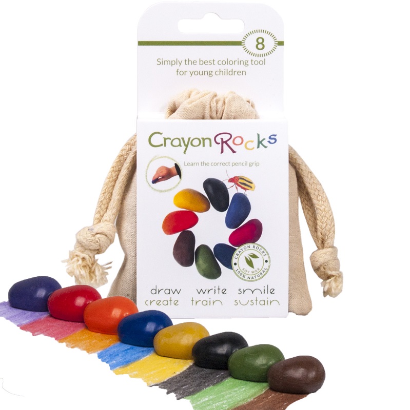 Crayon Rocks sojavahast kriidid, 8tk musliinkotikeses Joonistustarbed - HellyK - Kvaliteetsed lasteriided, villariided, barefoot jalatsid