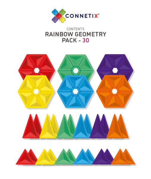 Connetix 30 Piece Geometry Pack Connetix magnetklotsid - HellyK - Kvaliteetsed lasteriided, villariided, barefoot jalatsid