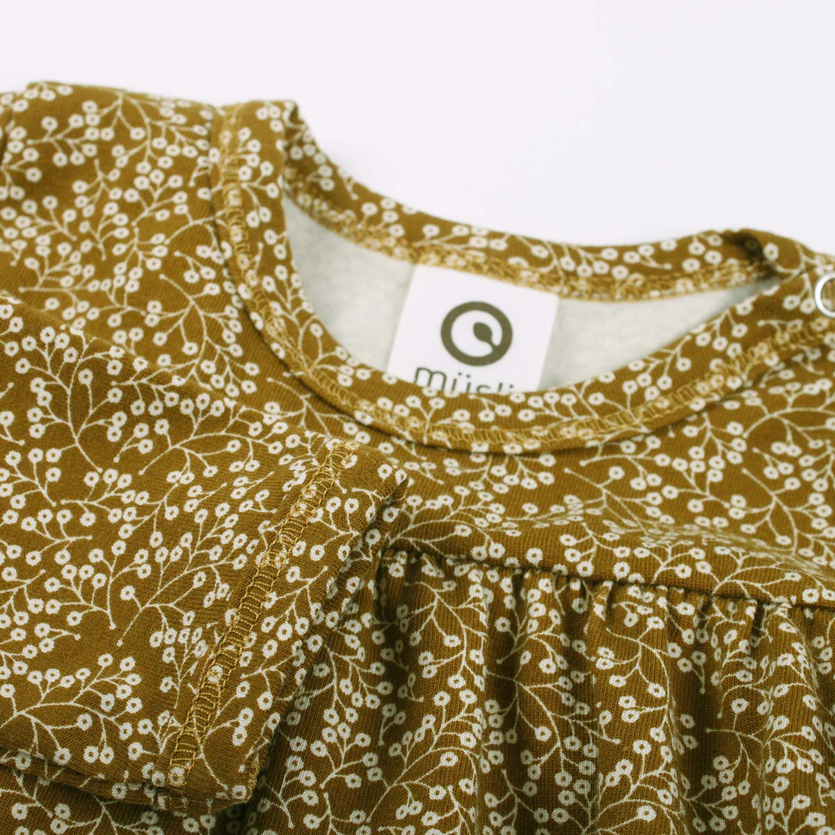 Müsli Petit Fleur dress, baby Green Cotton - HellyK - Kvaliteetsed lasteriided, villariided, barefoot jalatsid